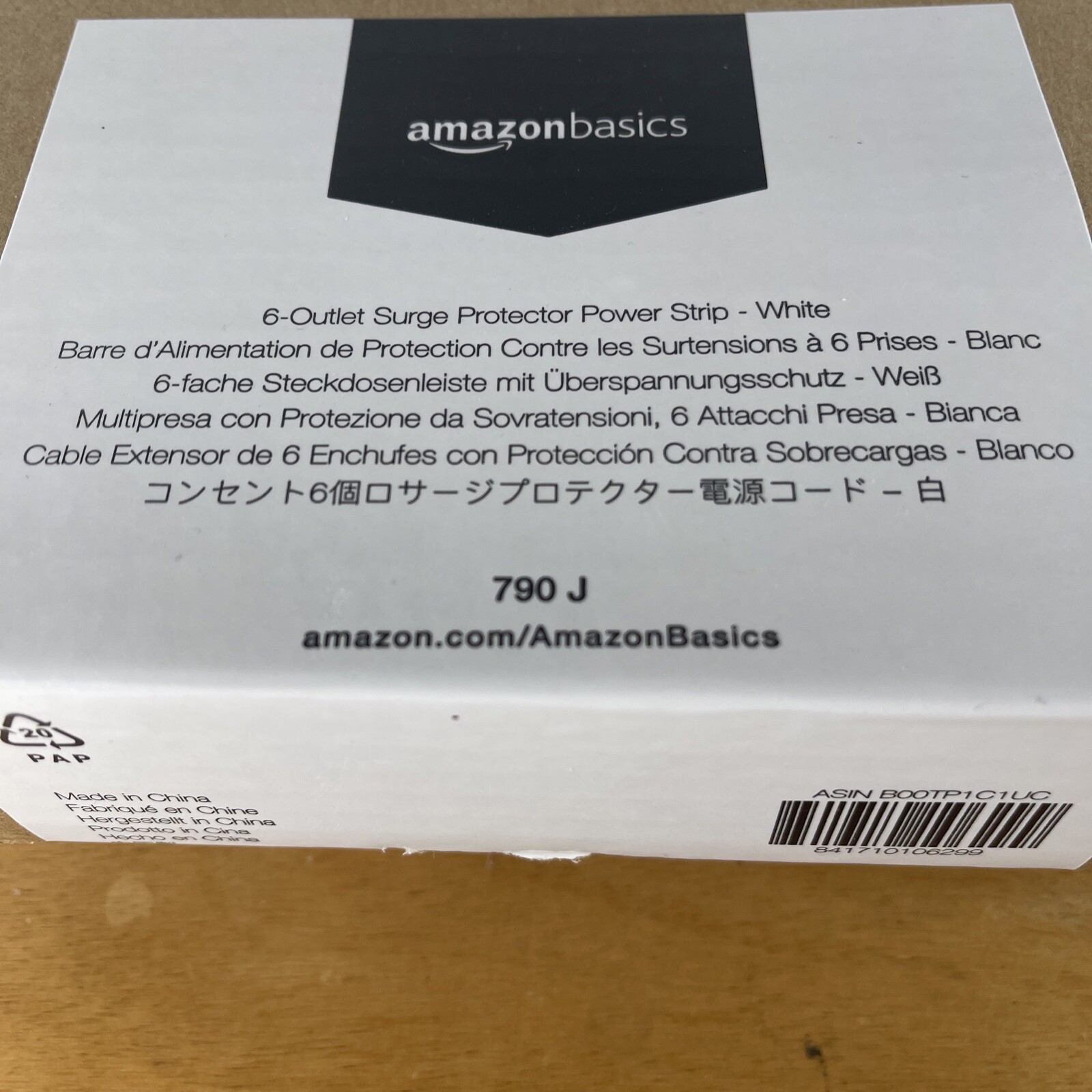NEW IN BOX Amazon Basics 6-Outlet Surge Protector Power Strip