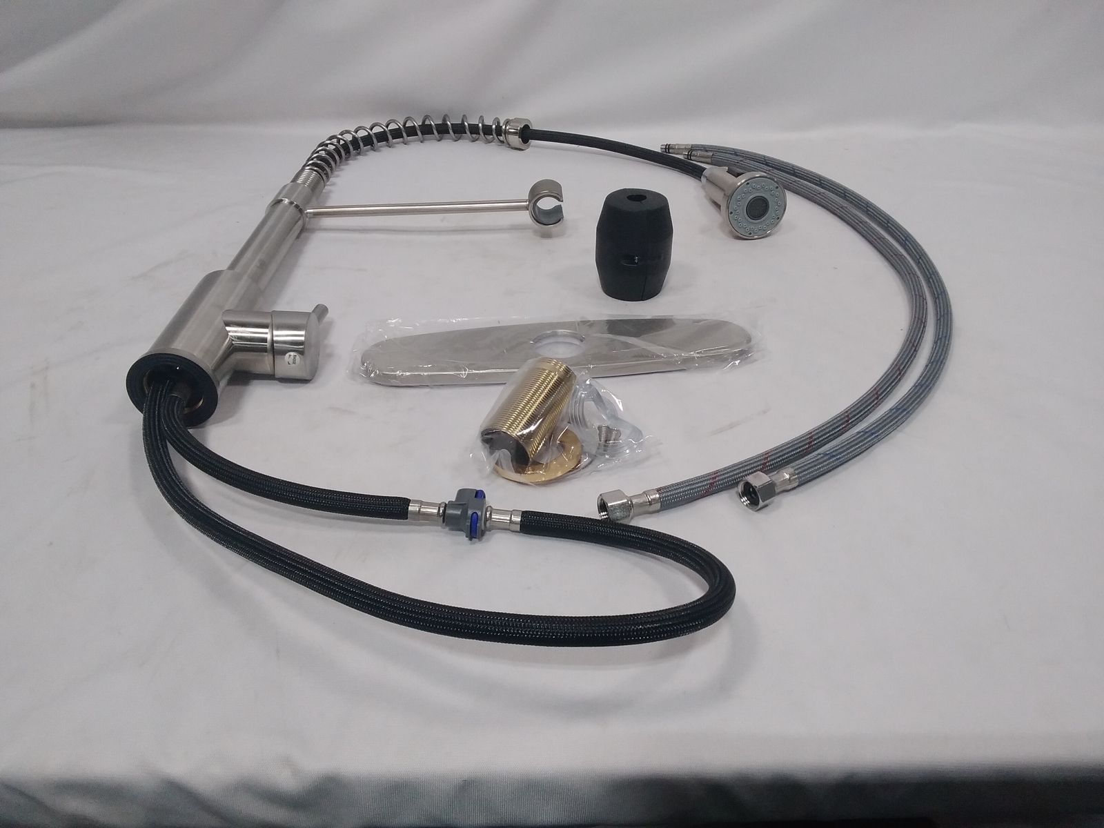 OWOFAN Kitchen Faucet Pull Down Sprayer Brushed Nickel 1-Handle SS