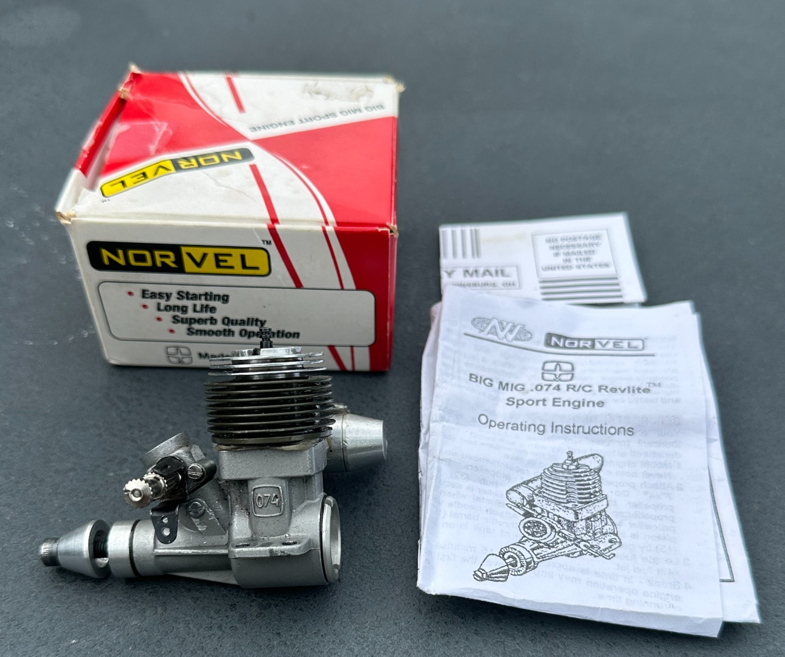 AME Norvel Big Mig .074 RC Revlite B7R  Sport Model Airplane Engine w/Muffler