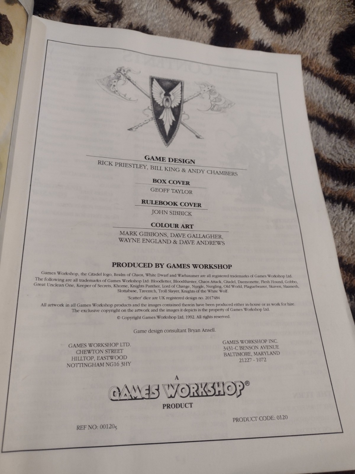 Warhammer RPG rulebook soft cover 1992 edition