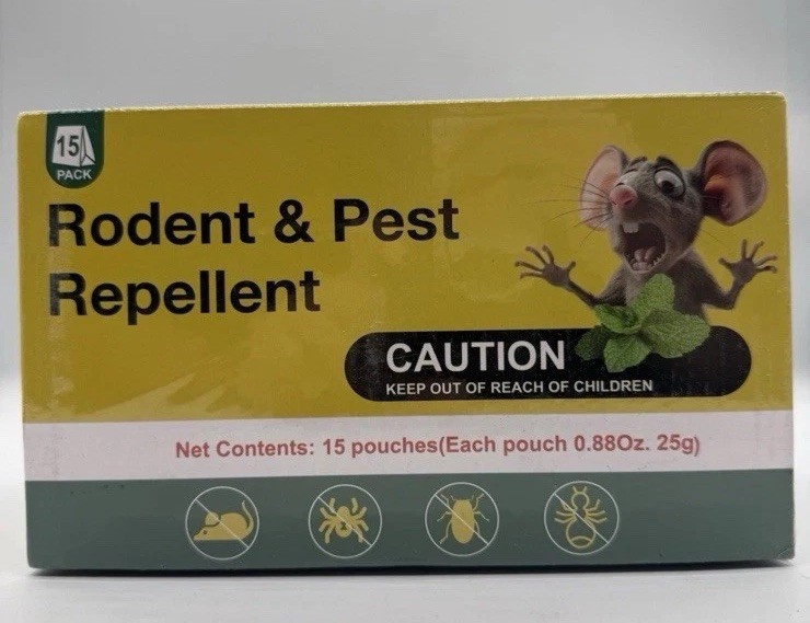 Rodent & Pest Repellent 15 Pouches Peppermint and Cinnamon Oil for Home Garden