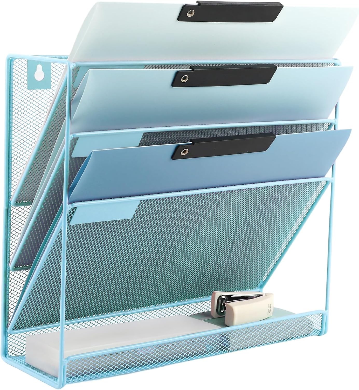 Desk File Organizer Mesh 4-Tier Hanging Wall Mount Document Organization Stand