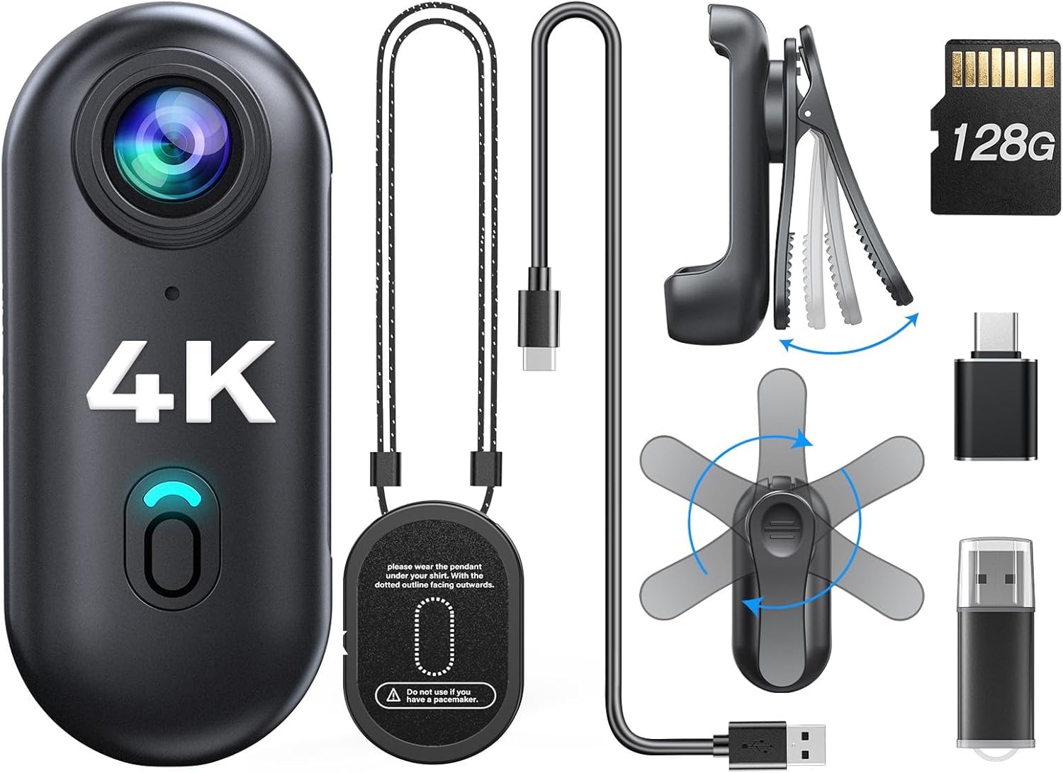 BOBLOV HD 4K Portable Police wearable Cam Mini Body Camera w/ Audio Record 128G