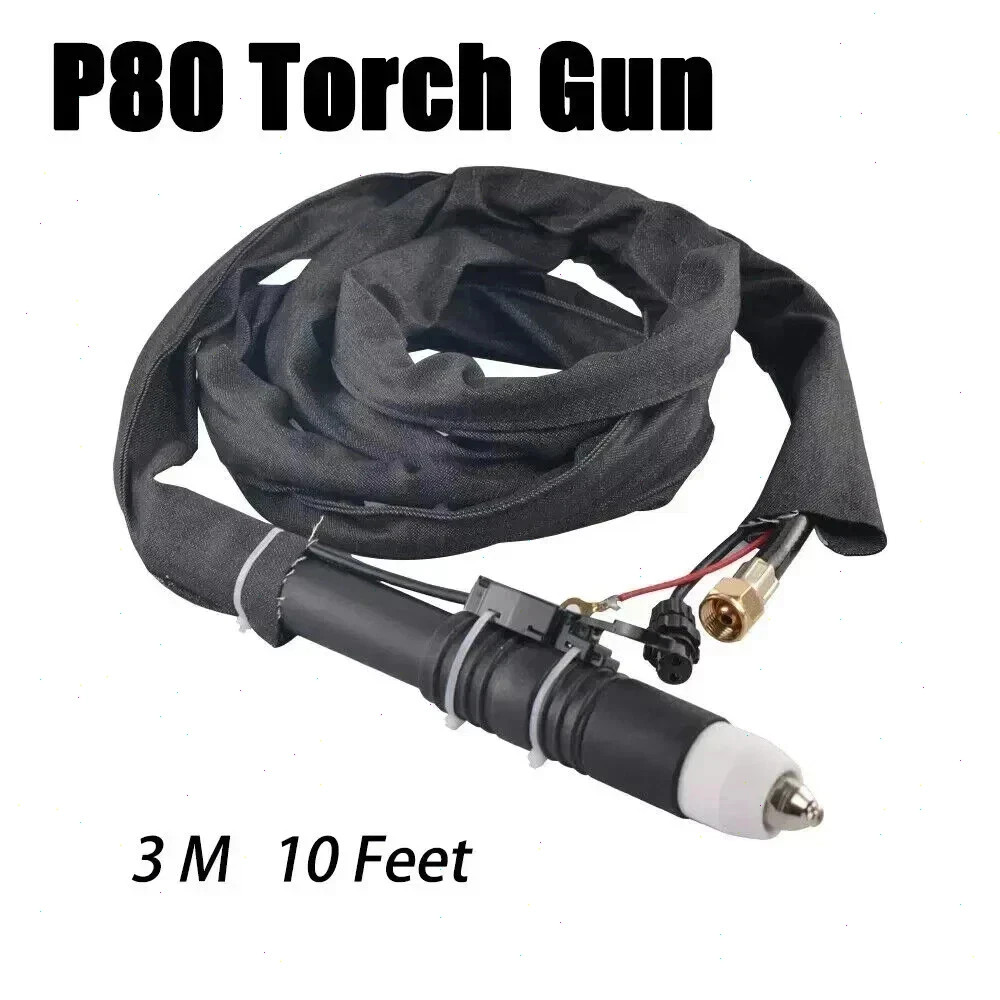P80 Plasma Cutter Torch Gun Black Straight 3M/10ft Fit CUT55/65 Precise Cuts