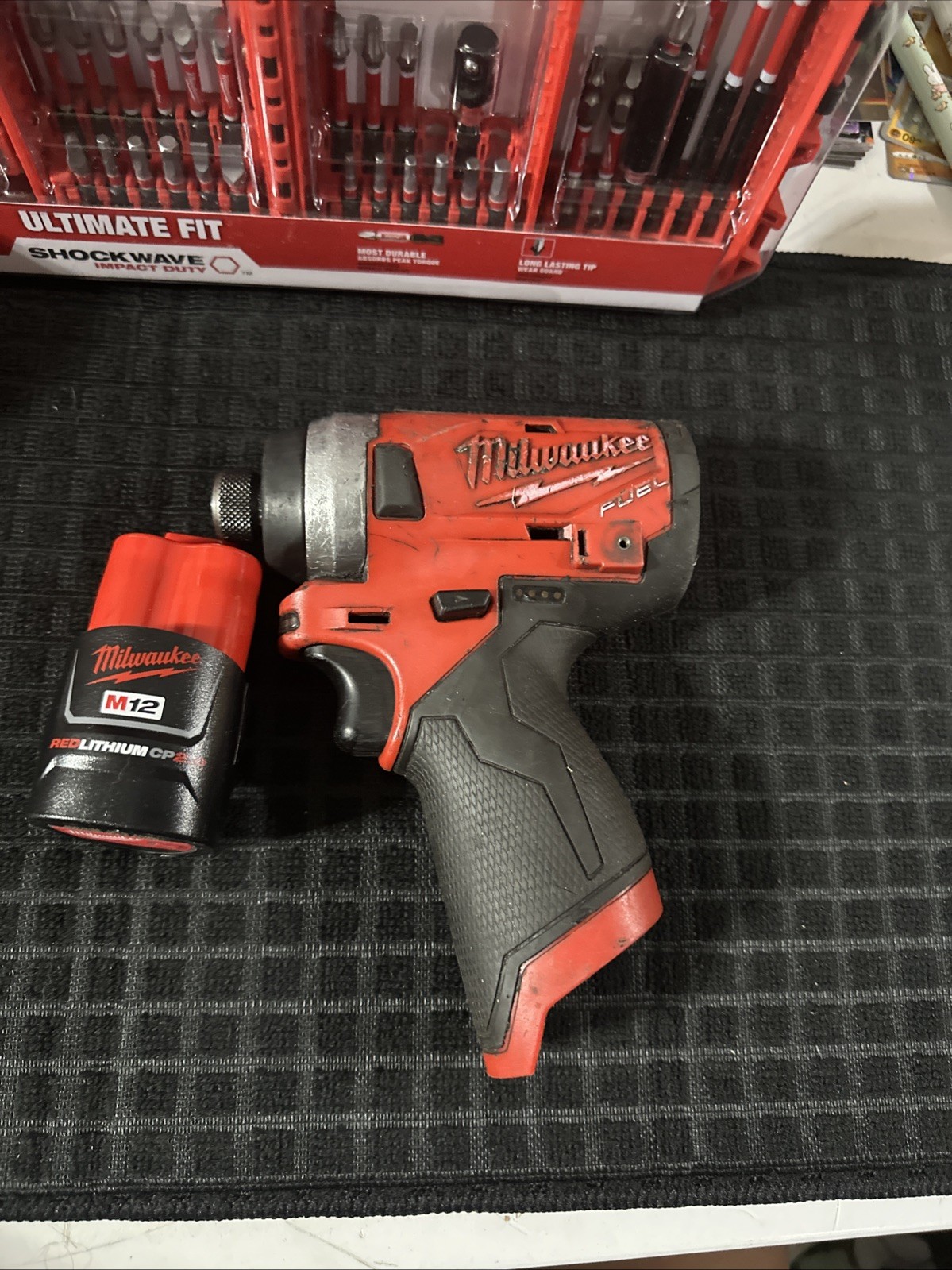 Milwaukee Tool Bundle 12volt Impact With New Battery And 80pc Impact Bit Set