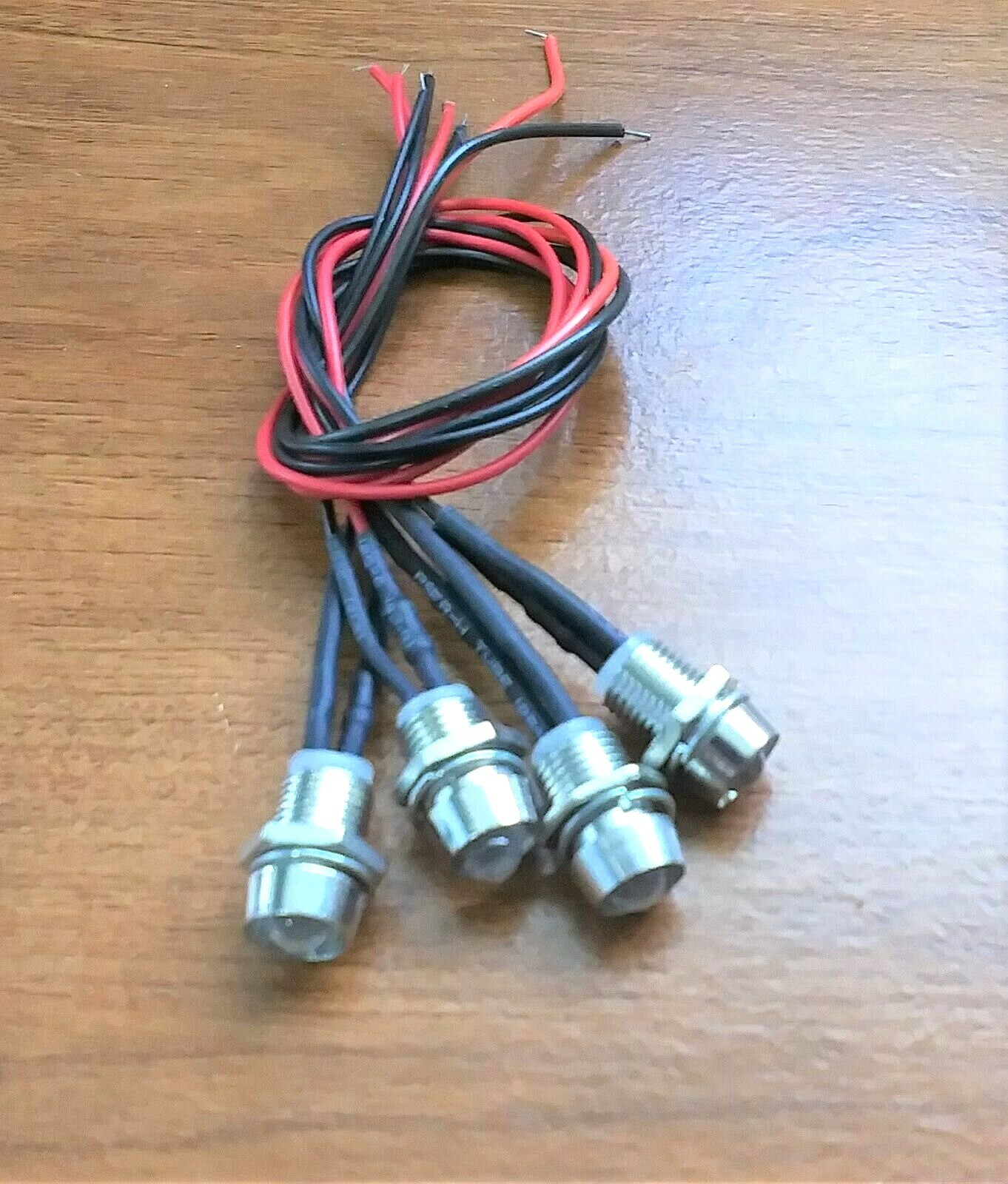 4 BBT 12 volt DC Bright Yellow LED Indicator Lights in Stainless Steel Bezels