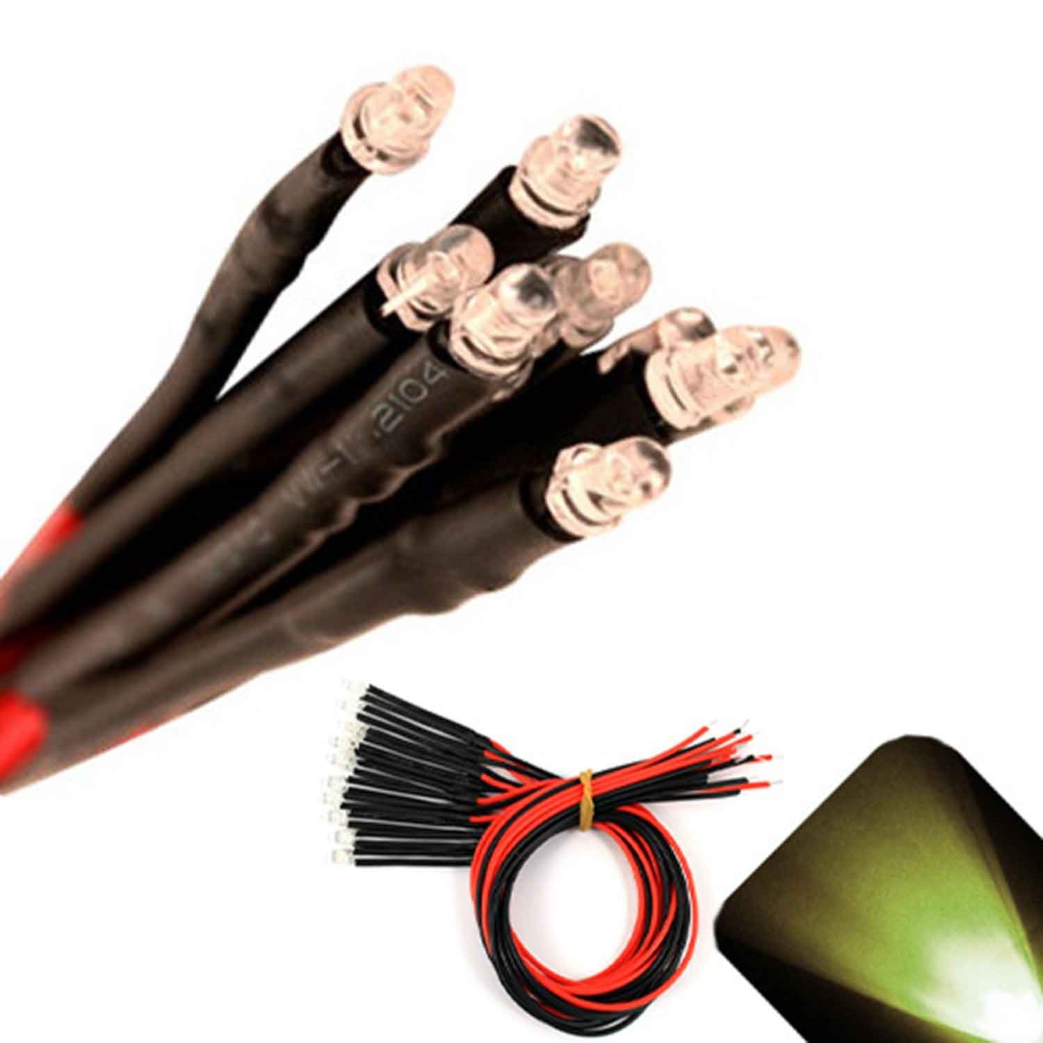 100 x Pre wired 6v 3mm Warm Soft White LEDs Prewired 6 volt DC LED Light 5v 4v