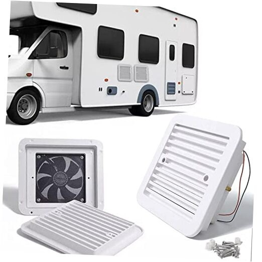 RV Side Vent Fan, 2.4W 12V One-Way Silent Wind without interior panel white