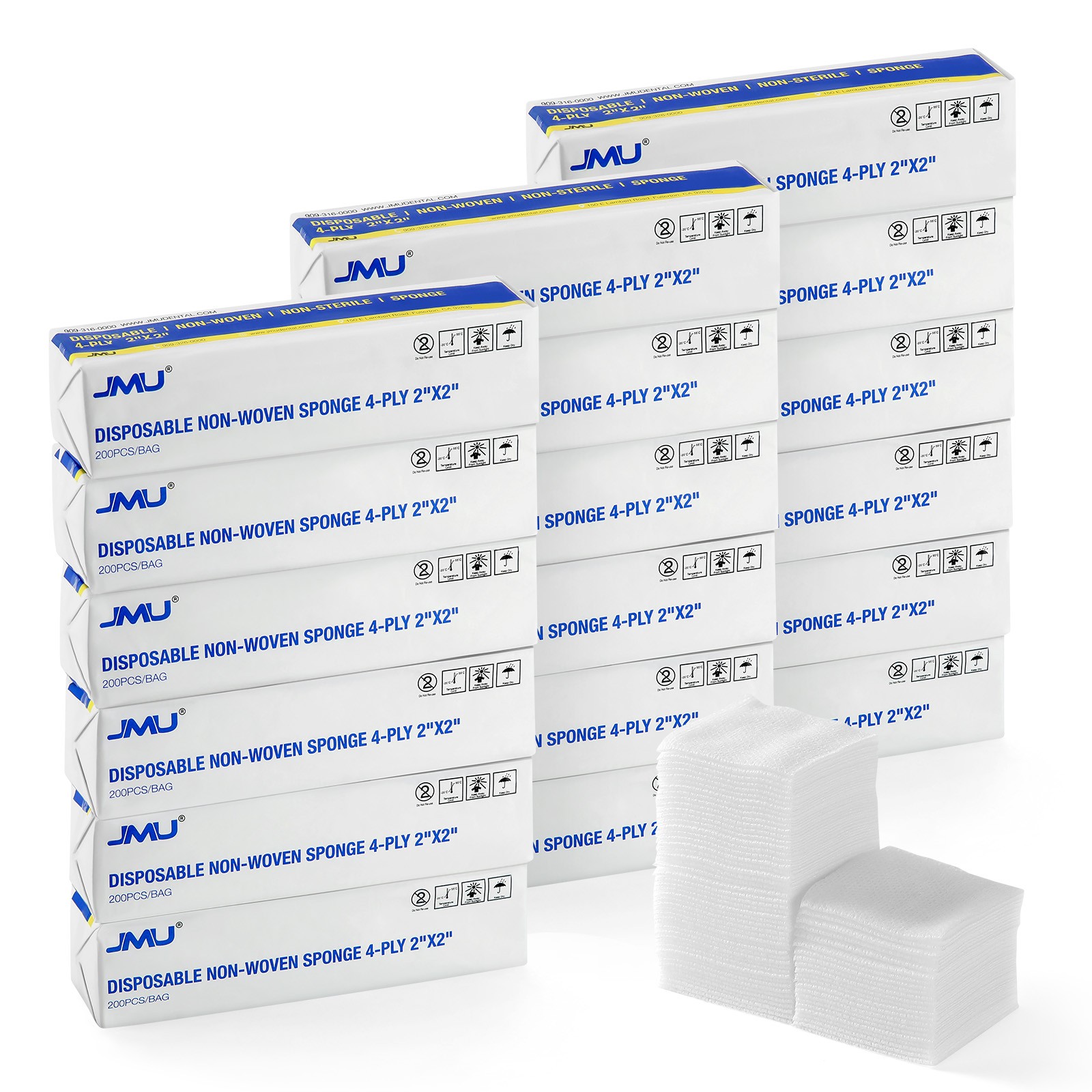 5000pcs 2"X2" Disposable Non Woven Sponges 4-Ply Dental Medical Gauze Pad