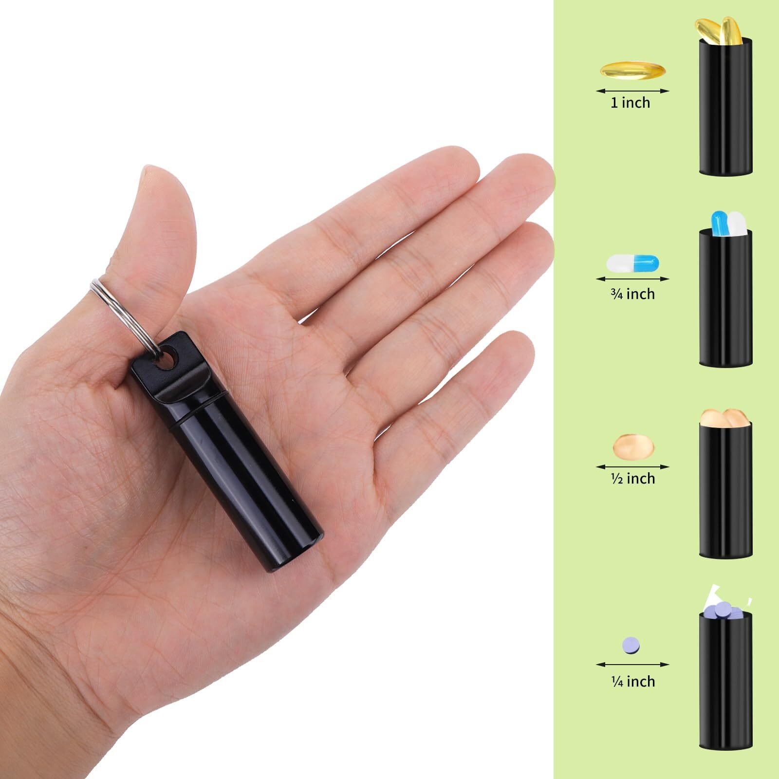 3 Pack Mini Aluminum Pill Keychain Holder Waterproof Pill Container for Travel