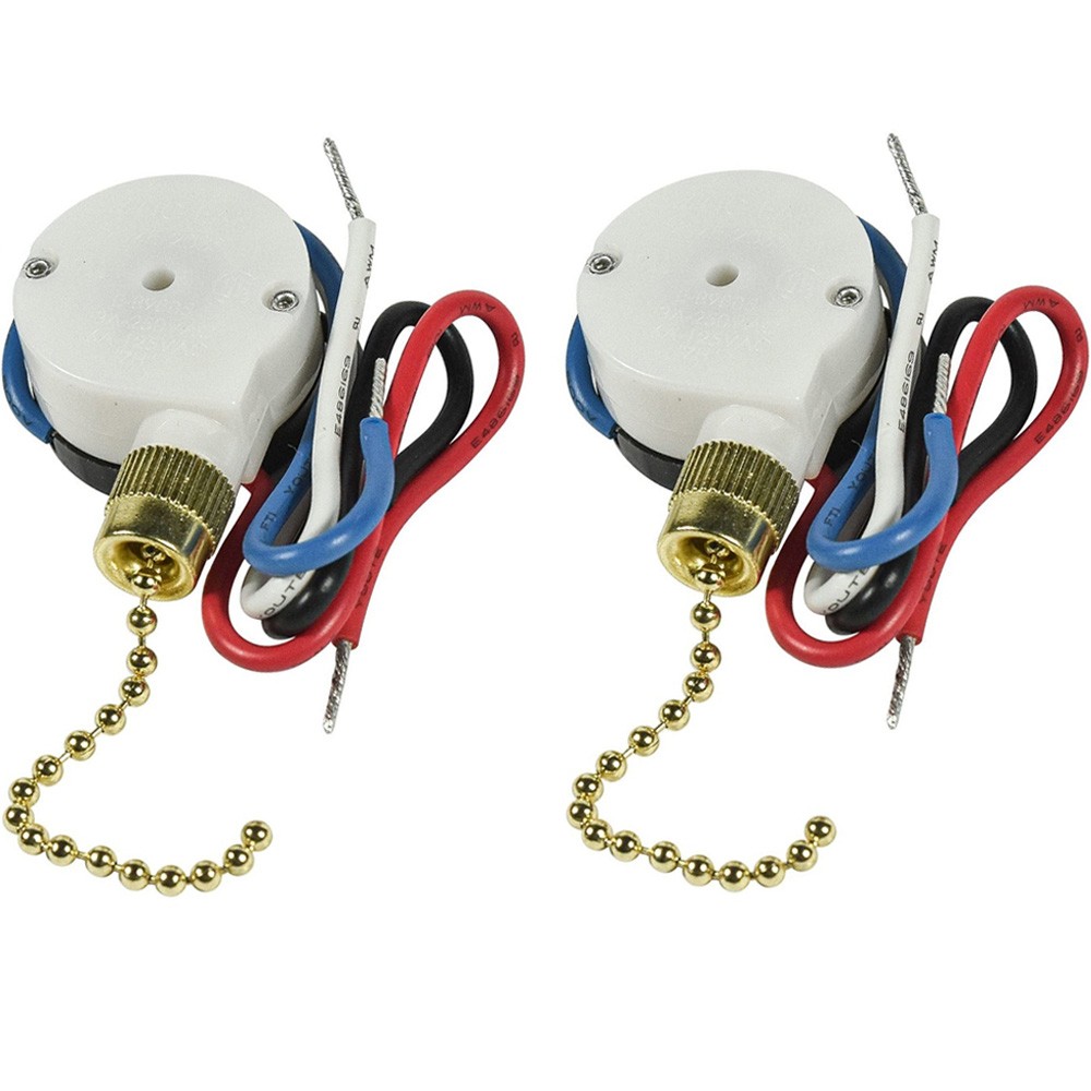 2Pcs Ceiling Fan Switch  Chain Light For Zing Ear ZE-208S E89885 3-Speed 4-Wire