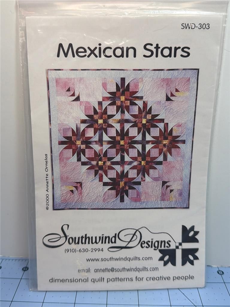 SOUTHWIND DESIGNS Quilt Pattern - MEXICAN STARS 34.5" x 34.5" SWD-303