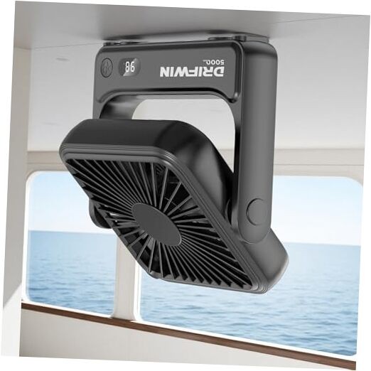 Magnetic Cruise Approved Fan, 5000mAh Ultra-Slim Travel Fan Rechargeable, 4