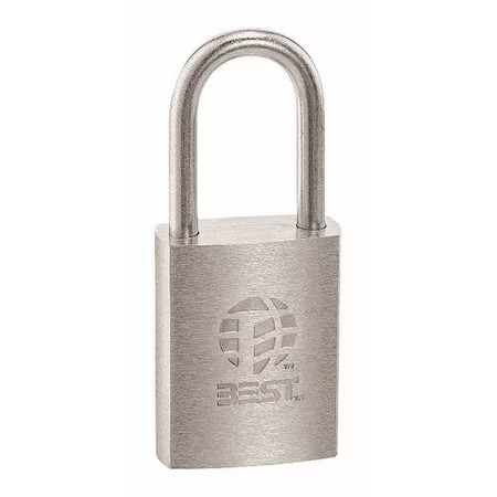 Best 21B722lxspl Padlock, Coreless, Long Shackle, Rectangular Steel Body,