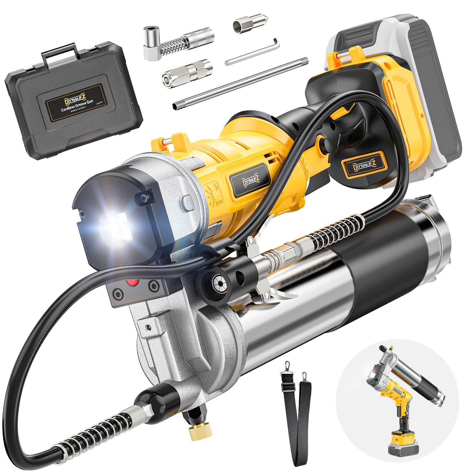 DIYtoolifz Cordless Grease Gun Compatible with DeWalt 20V Battery, 12000PSI H...