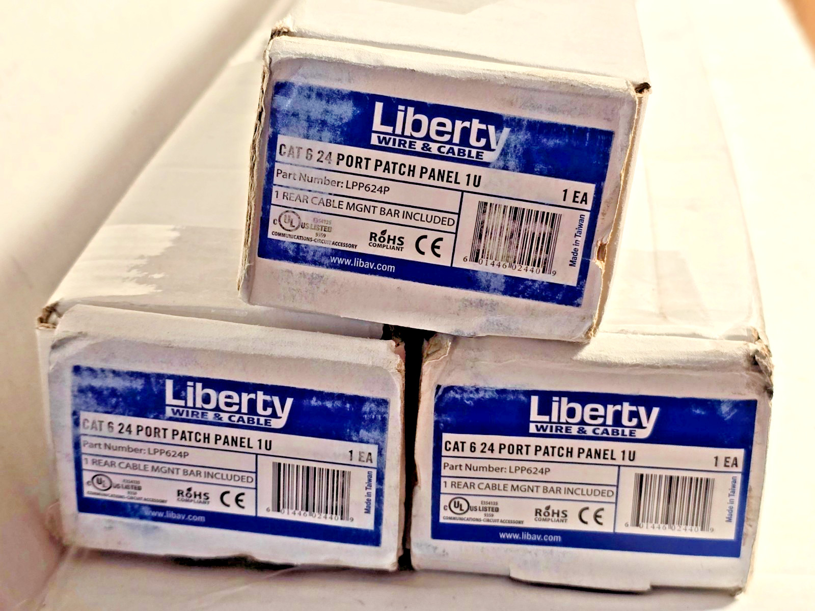 Liberty 24 Port Cat 6 LPP624P Rack Mount Patch Panel - 1U (Qty 3)  NEW