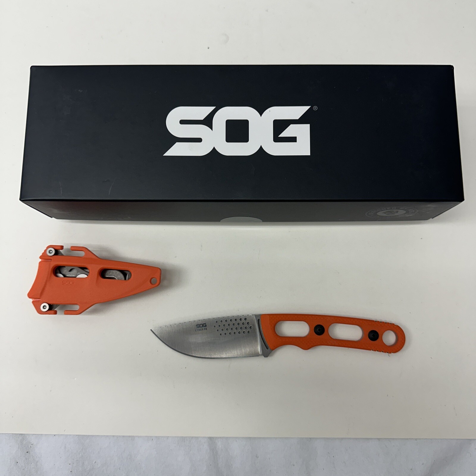 SOG Ether FX 3.25 In Blade Skeletonized Handle Hunting Hiking Survival Knife