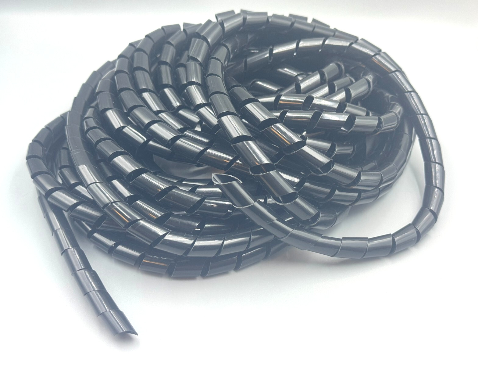 1/4" (6mm) Diameter x 50 ft lg Spiral Cable protective wrap sheath 20mil black