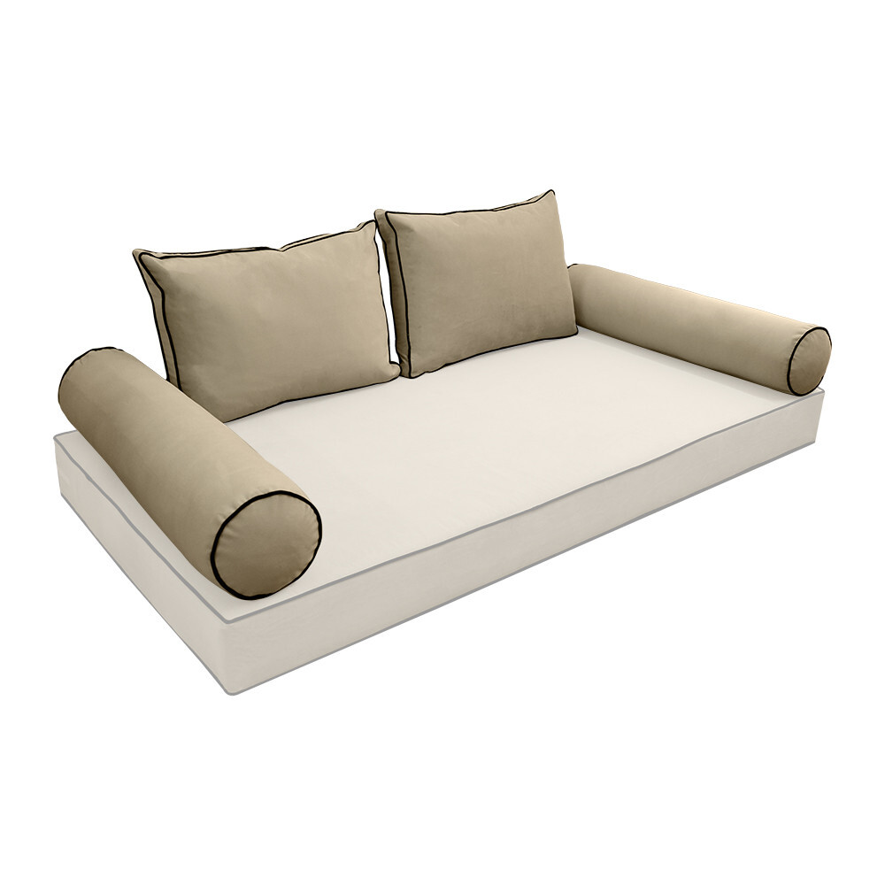 COVER ONLY Model V1 Twin Velvet Contrast Indoor Daybed Cushion Bolster - AD304