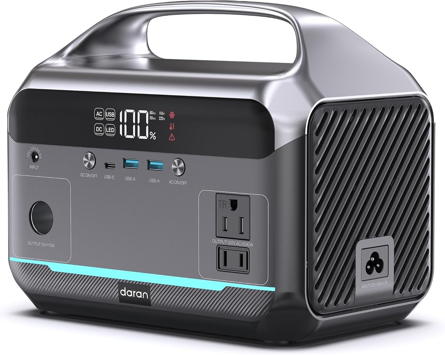 Portable Power Station 1200W Surge 288Wh LiFePO4 Battery Solar Generator with