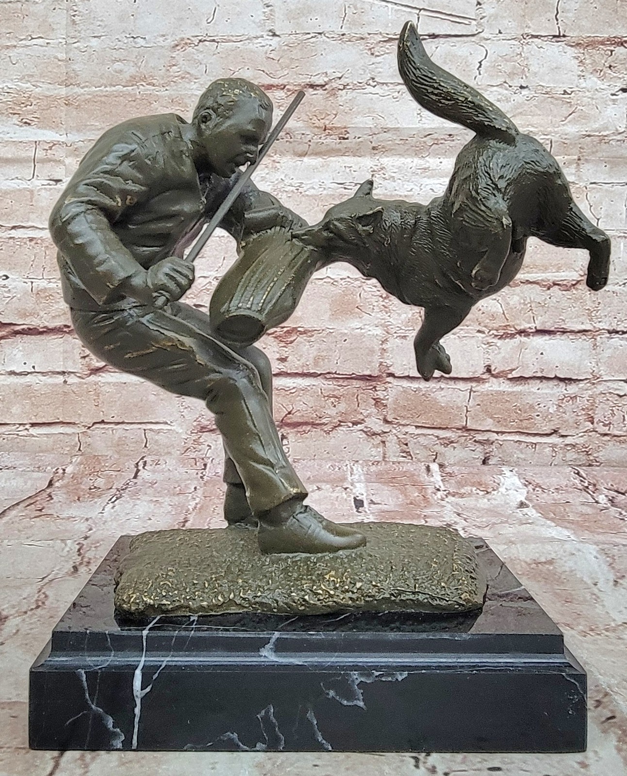 Milo Dog Trainer Bronze Statue Hand Made Artwork Figurine for Pet Enthusiasts