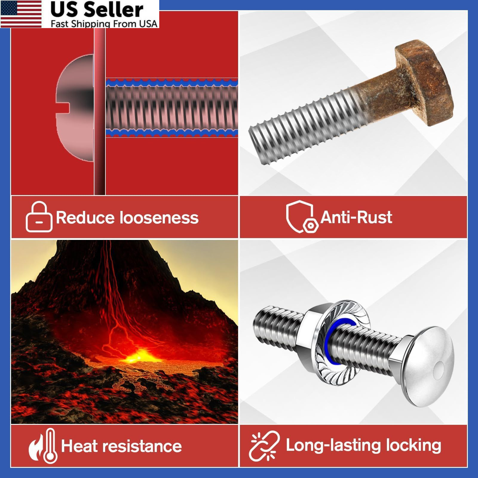 Thread Lock Blue and Red, Threadlocker Medium Strong Red