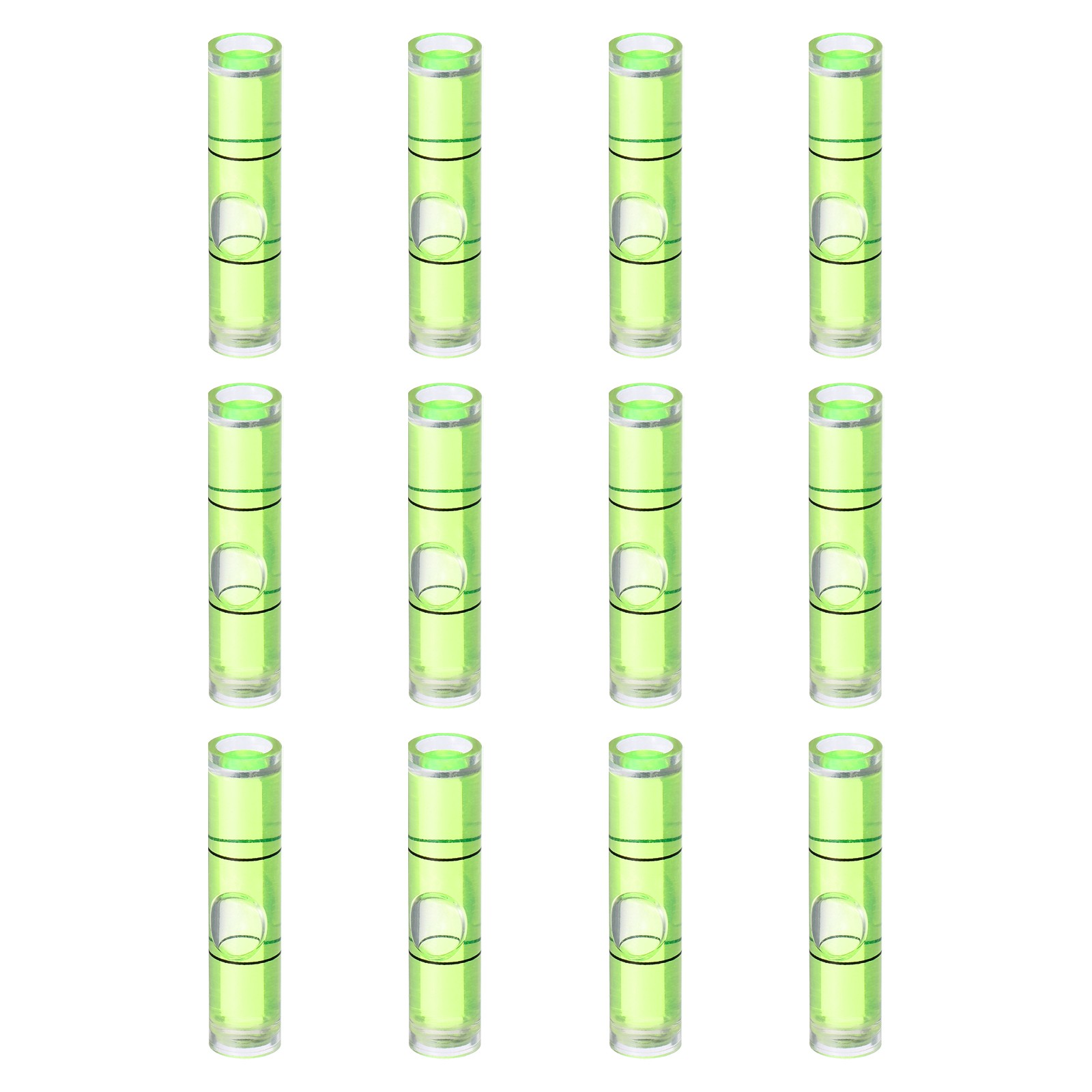 12Pcs Cylindrical Bubble Spirit Level Vials 8x35mm Bubble Spirit Level, Green