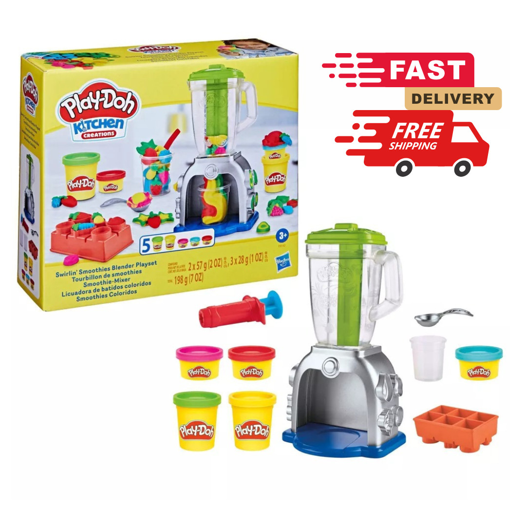 Play Doh Swirlin Smoothies Blender Playset Kids Kitchen Pretend Play Toy