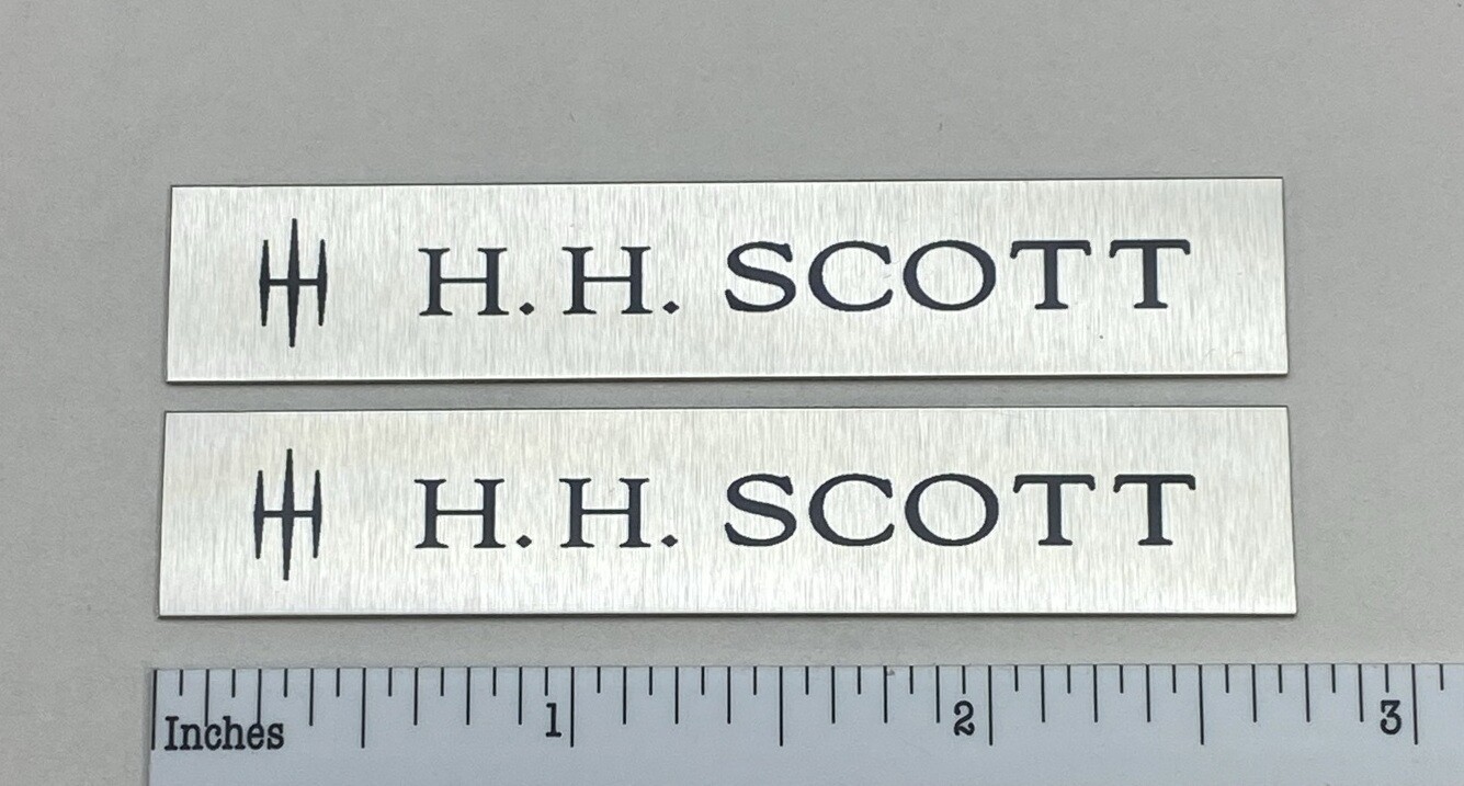 HH Scott Speaker Amplifier Badge Logo Emblem Custom Aluminum Pair