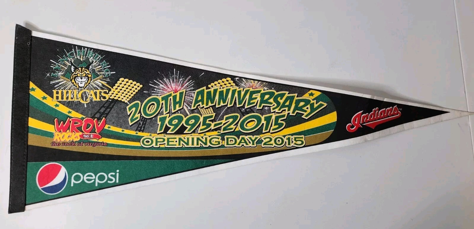 Lynchburg VA Hillcats Minor League 20th Anniversary Opening Day Pennant 30"