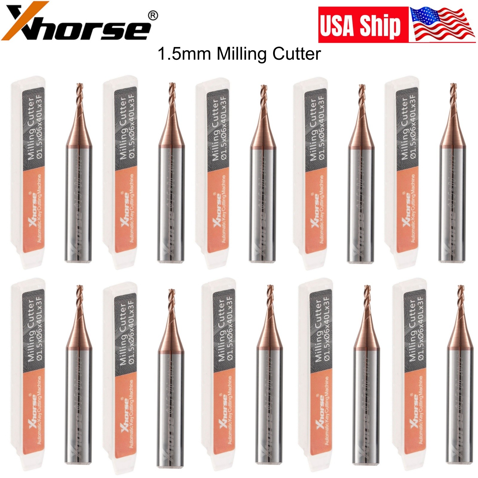 5x Xhorse 1.5mm Milling Cutter for Plus II/XC-002 and Dolphin XP005/XP005L/XP007
