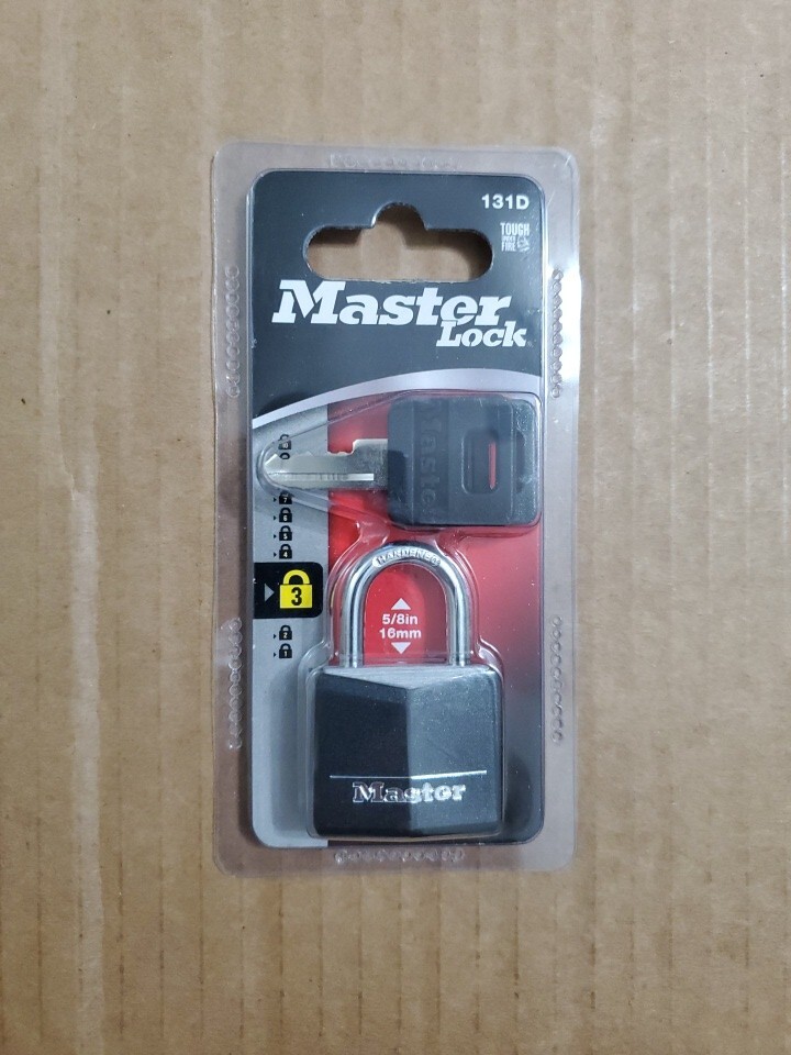 New Master Lock With Keys And Black Vinyl Covering 131D