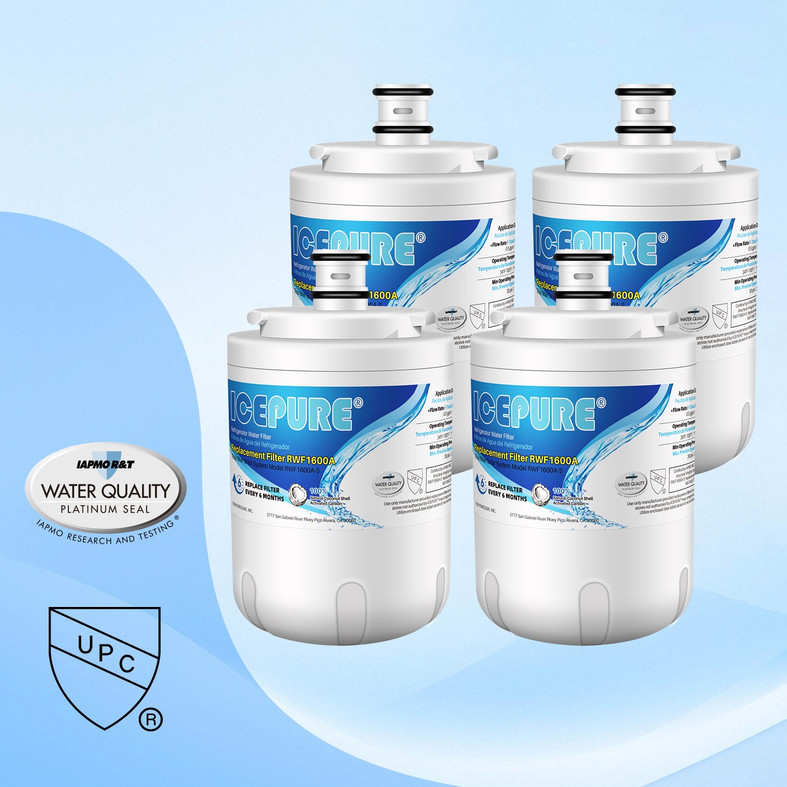 4 PACK Fit For UKF7003 UKF7002 UKF7003AXX 7003AXXP Water Filter Icepure