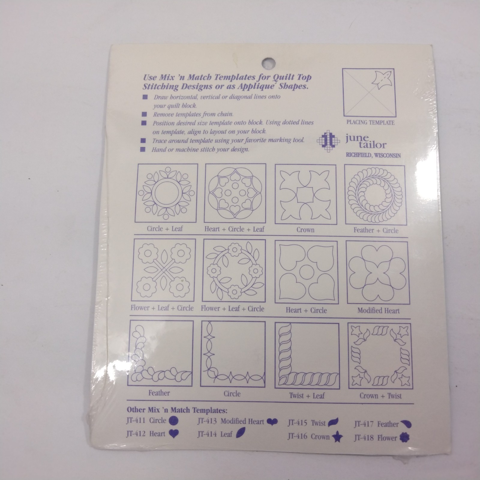 June Taylor Mixed Match Templates For Quilters Crown