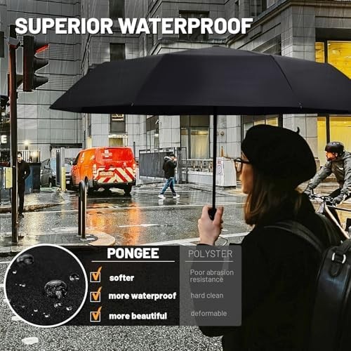 SY COMPACT Travel Umbrella - Windproof Automatic Compact 38 inches, Black