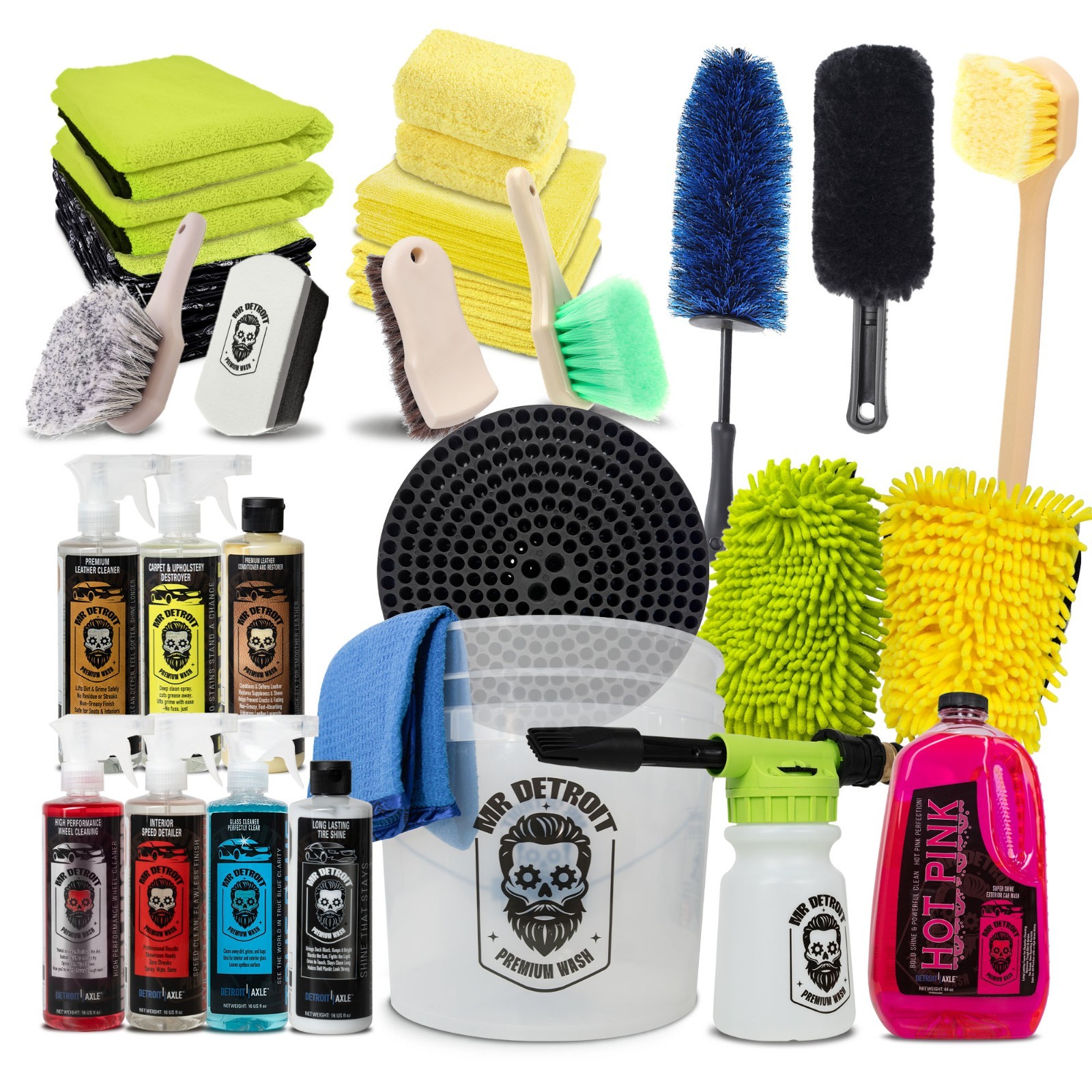Mr. Detroit - 27pc Pro Auto Care Kit for Interior, Exterior & Wheel Detailing