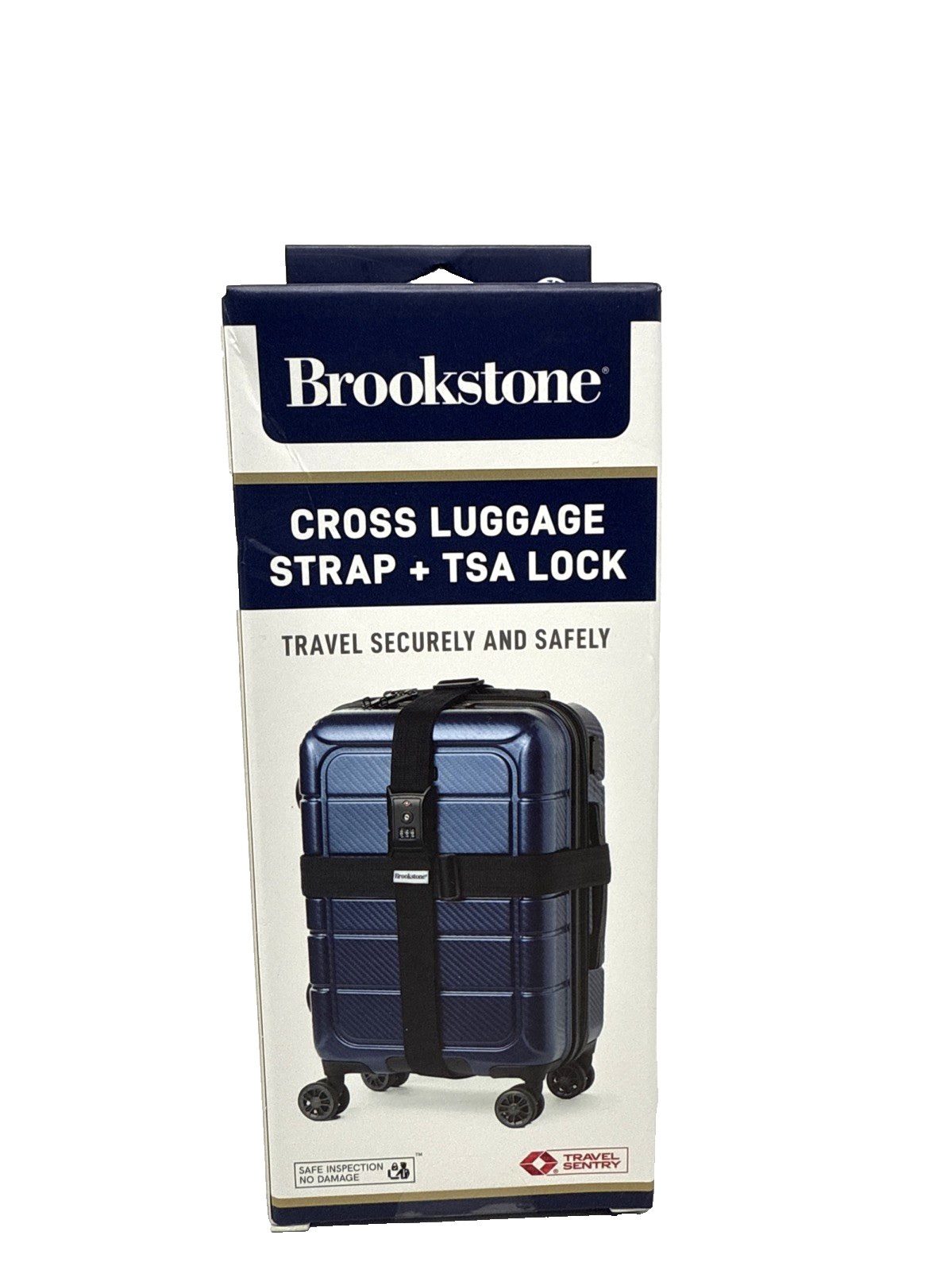 Brookstone TSA Approved Luggage Straps Combo Lock Adjustable Cross Strap Black