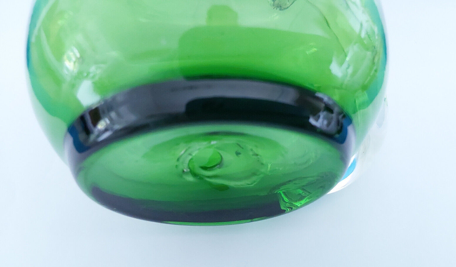Victorian Green Glass Jug with Clear Handle - VGC