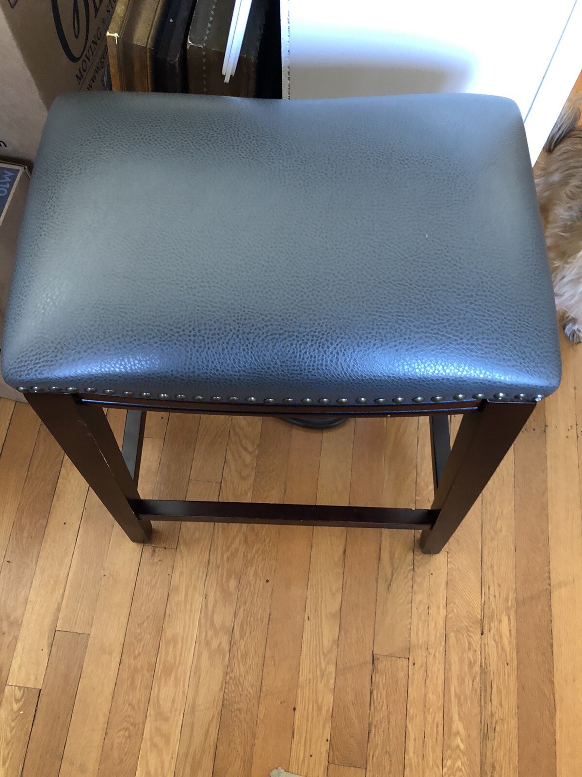 Grey Faux Leather Bar Pub Stool