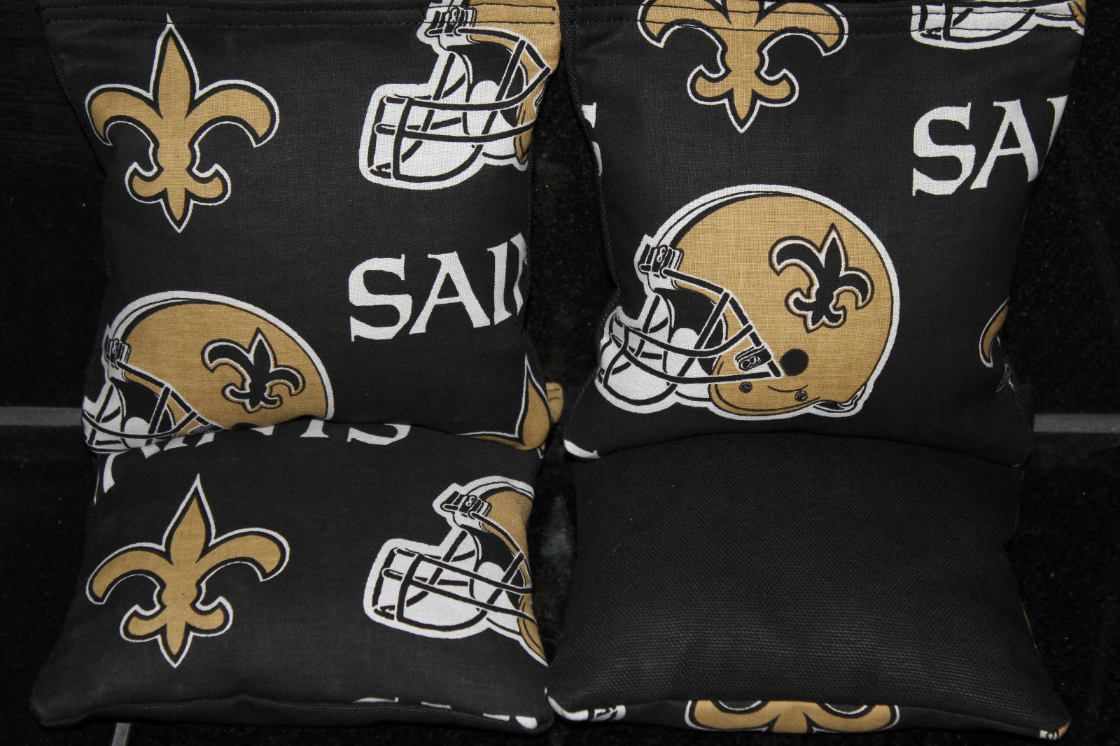 All Weather CORNHOLE BEAN BAGS made w NEW ORLEANS SAINTS Fabric Toss Game Bags