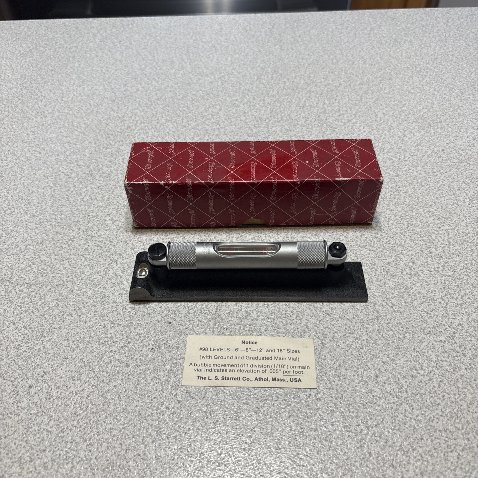 STARRETT No. 98 6 in PRECISION LEVEL in ORIGINAL BOX  MACHINIST TOOL