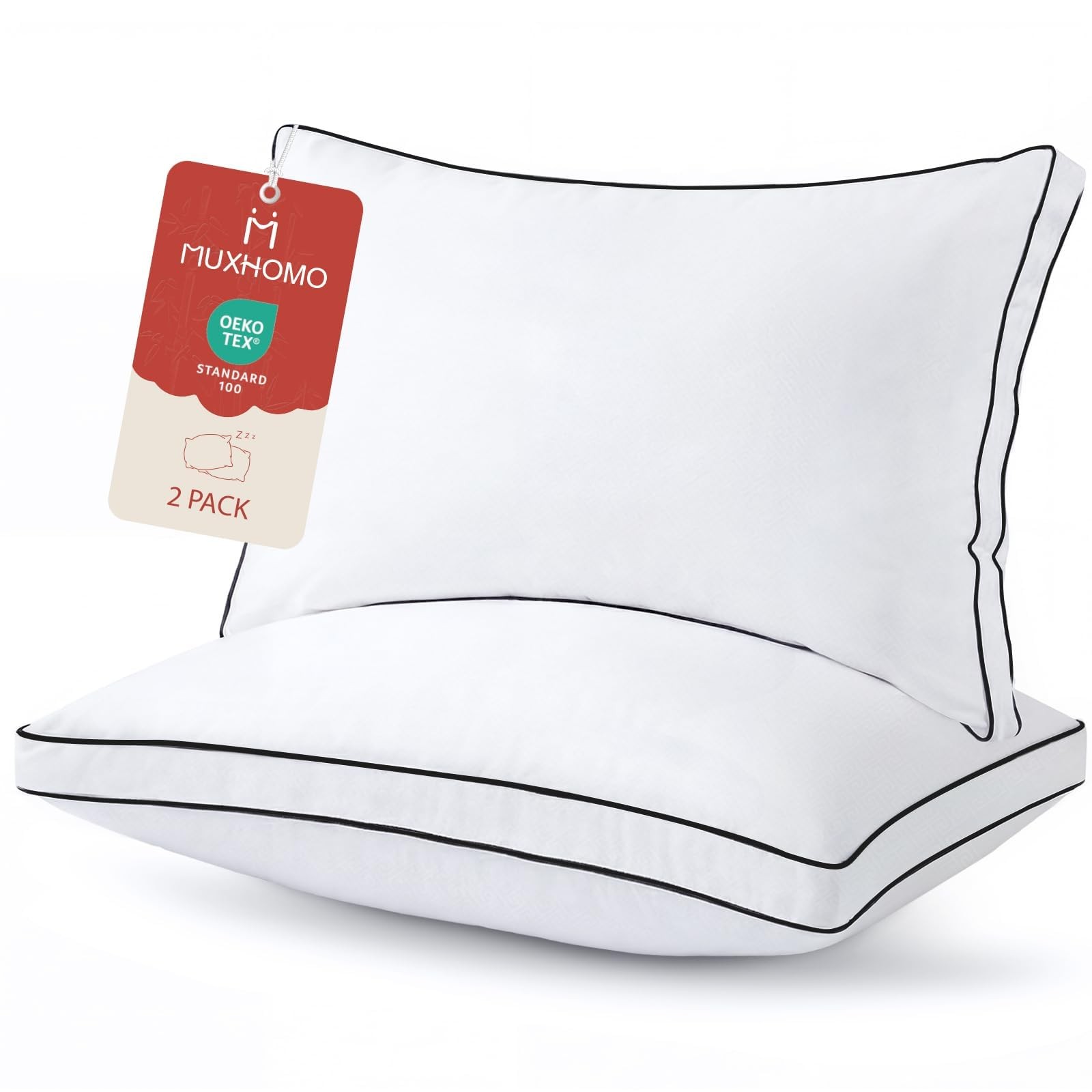 MUXHOMO Bed Pillows Queen Size Set of 2, Hotel Collection Sleeping Pillows 2 Pac