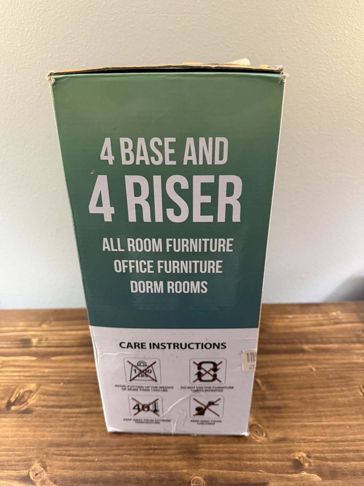 White Adjustable Bed/Furniture Risers - 8 Total (4 Base, 4 Riser)