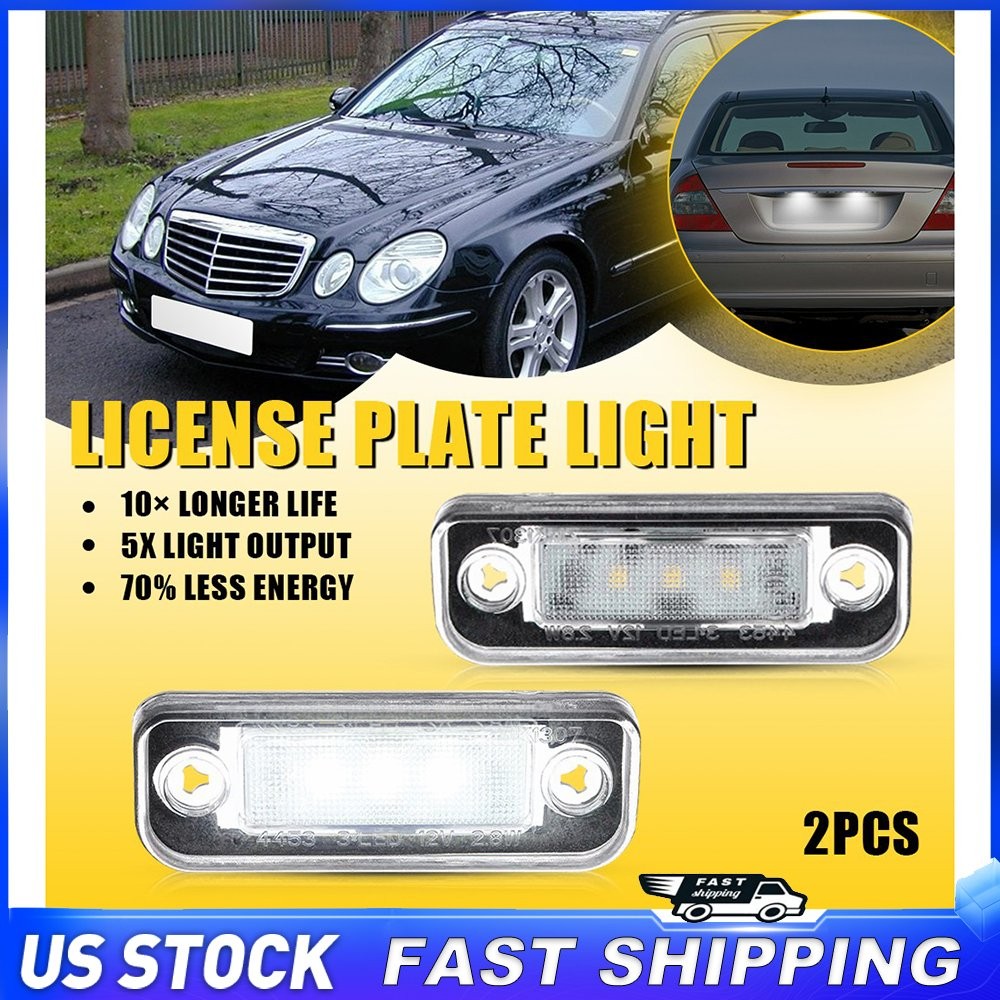 Canbus White LED License Plate Light Bulbs For Benz E-Class W211 4Door 2003-2009