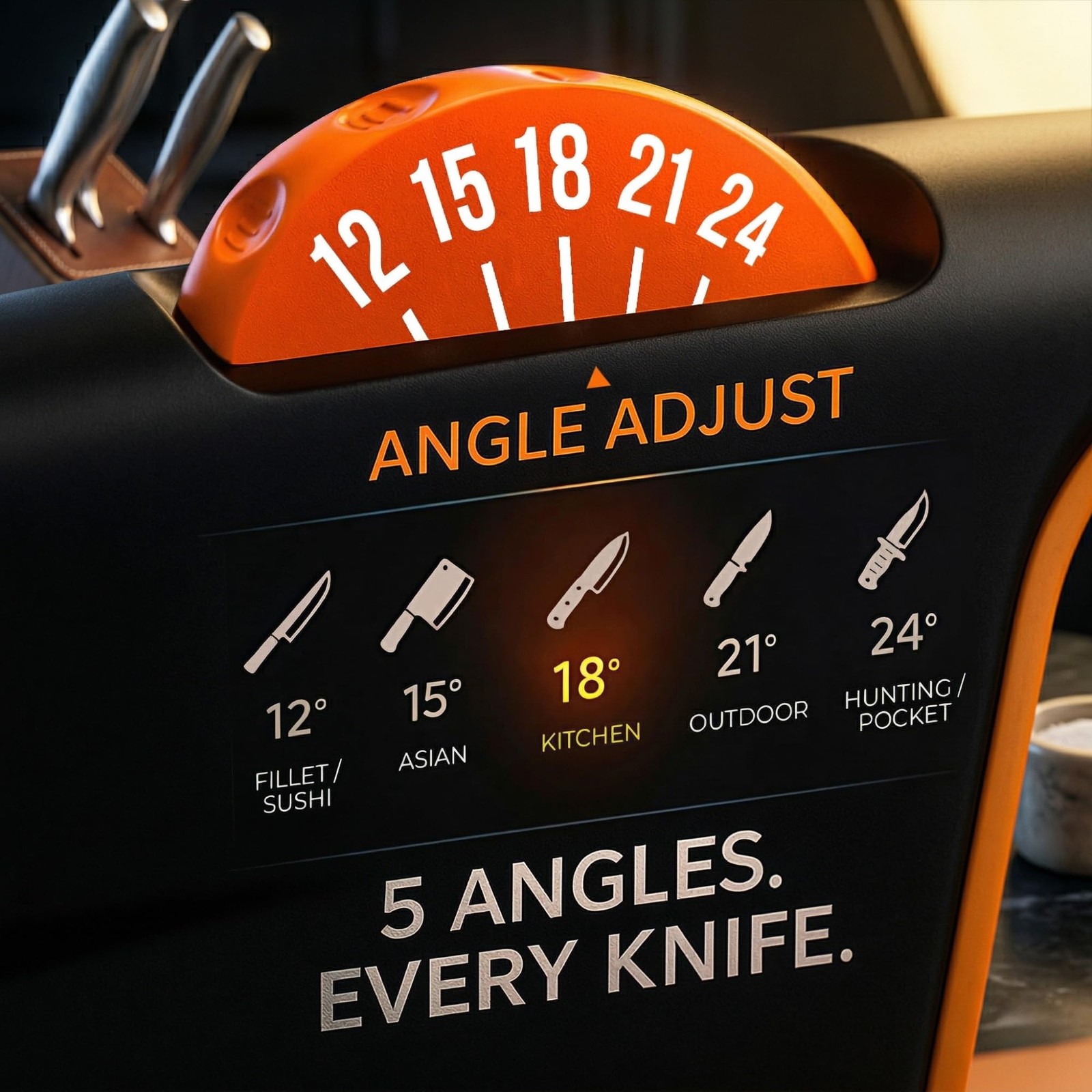5 Precision Adjust Knife Sharpener- 3-Stage Premium Kitchen Knife Sharpener t...