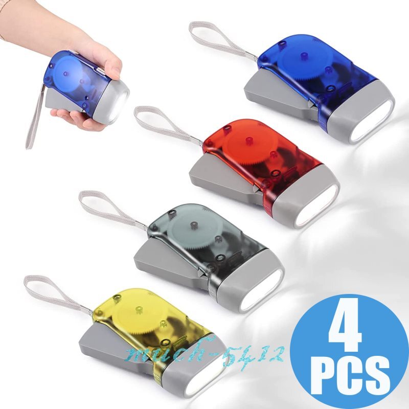4X Portable LED Dynamo Hand Pressing Crank Flashlight Camping Manual Torch Light