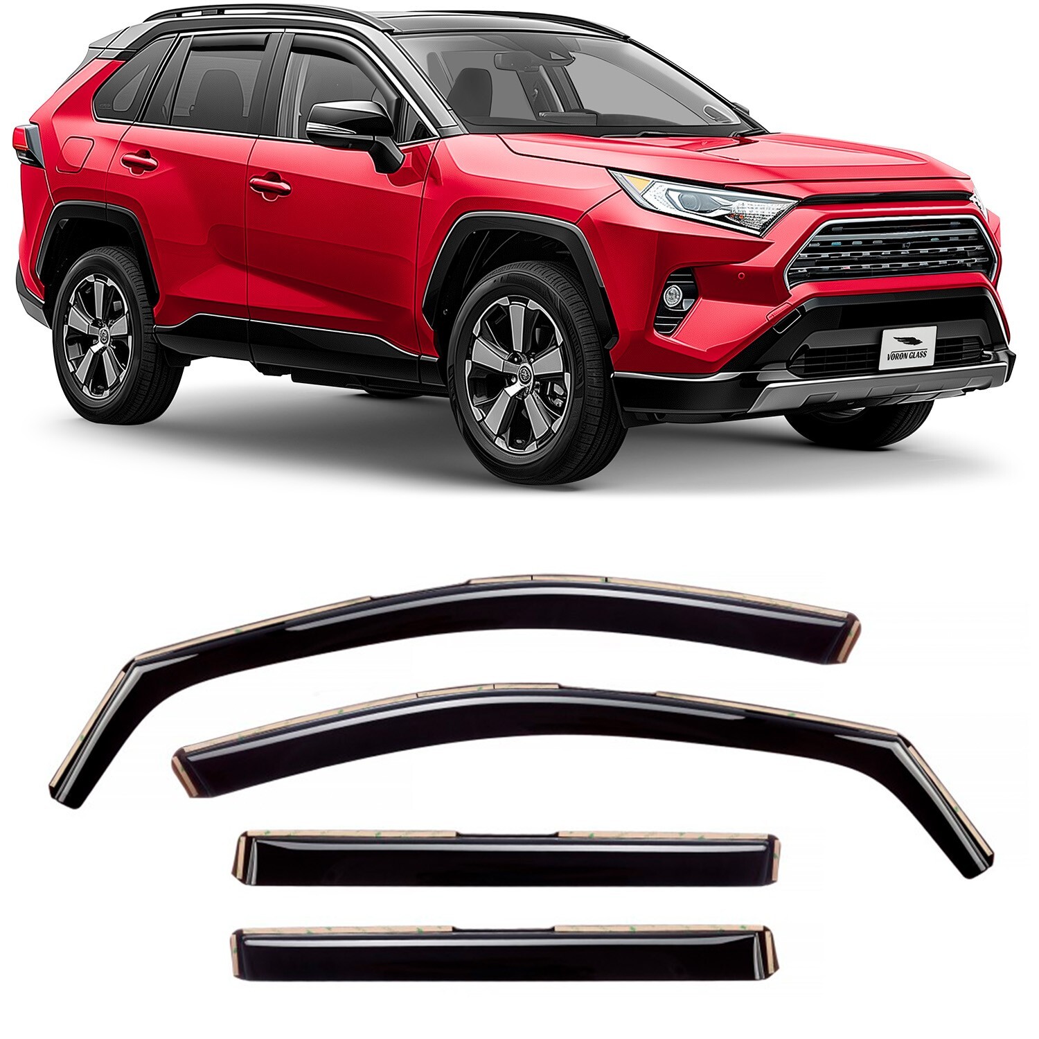 Sun Rain Visors Wind Rain Guards for 2019-2025 Toyota RAV4 SHATTERPROOF