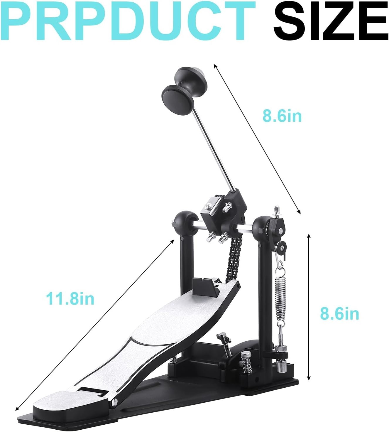 ✅ Double Chain Bass Drum Pedal for Drum Set - Heavy Duty Kick Pedal w/ Large Fra