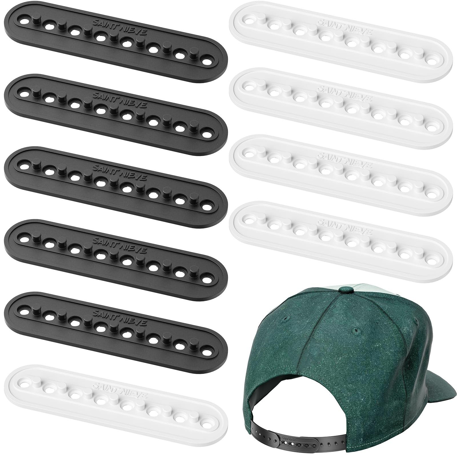 10 Pack Hat Size Extenders â€“ Adjustable Half-Size Fit for Fitted Black&White