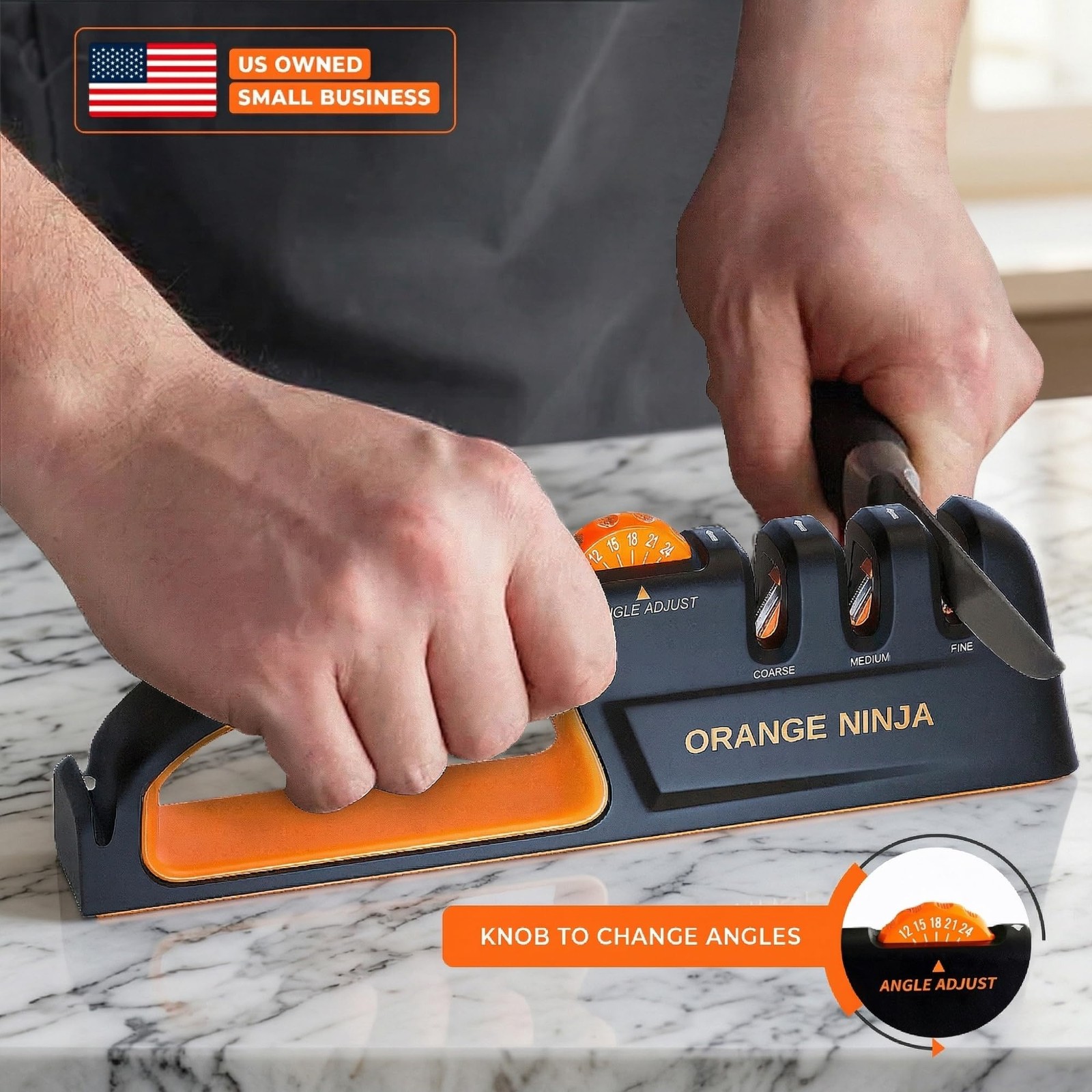 5 Precision Adjust Knife Sharpener- 3-Stage Premium Kitchen Knife Sharpener t...